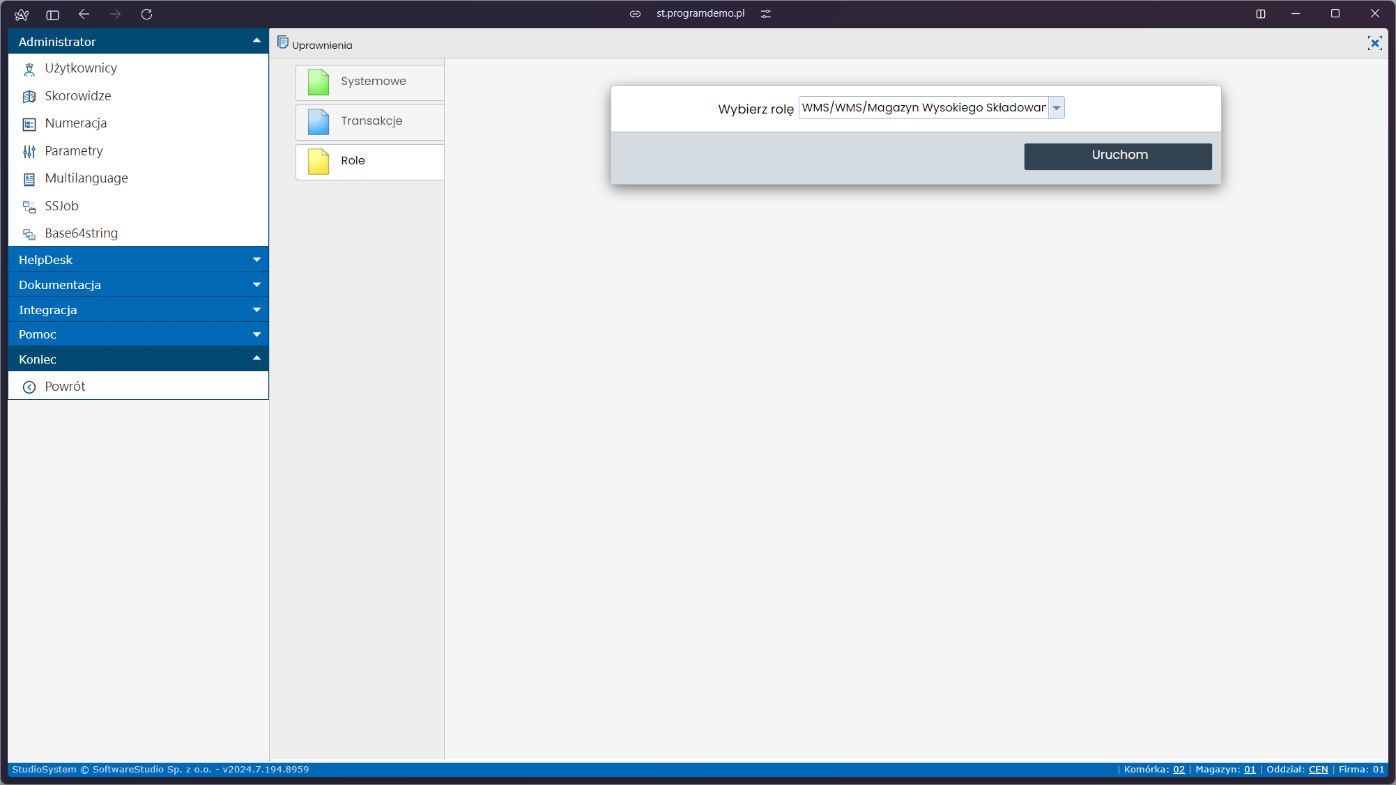 administrator-użytkownicy-uprawnienia-wybierz role WMS