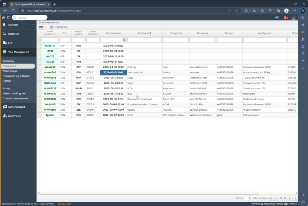 yard management Parkowanie